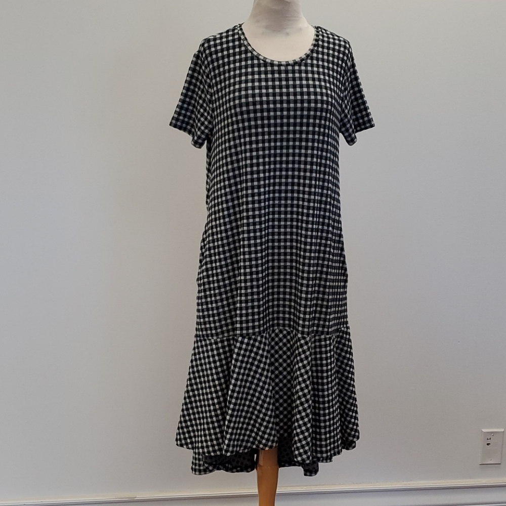 Zara navy checker knit dress